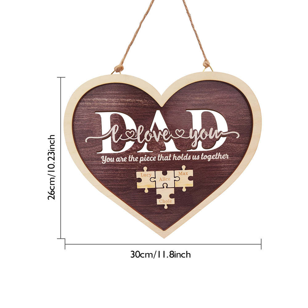 Personalized Dad Heart Puzzle Plaque You Are the Piece That Holds Us Together Father's Day Gift - photomoonlamp