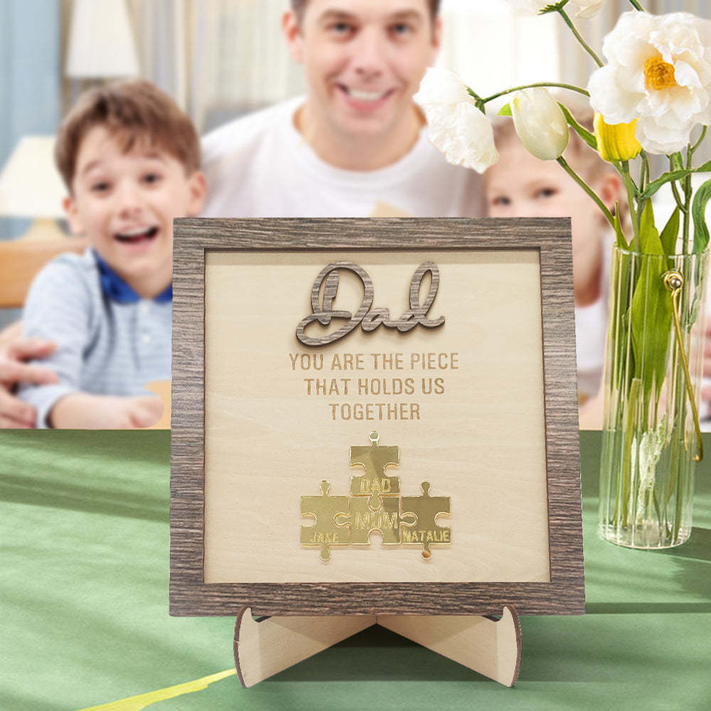 Personalized Dad Puzzle Plaque You Are the Piece That Holds Us Together Father's Day Gift - photomoonlamp