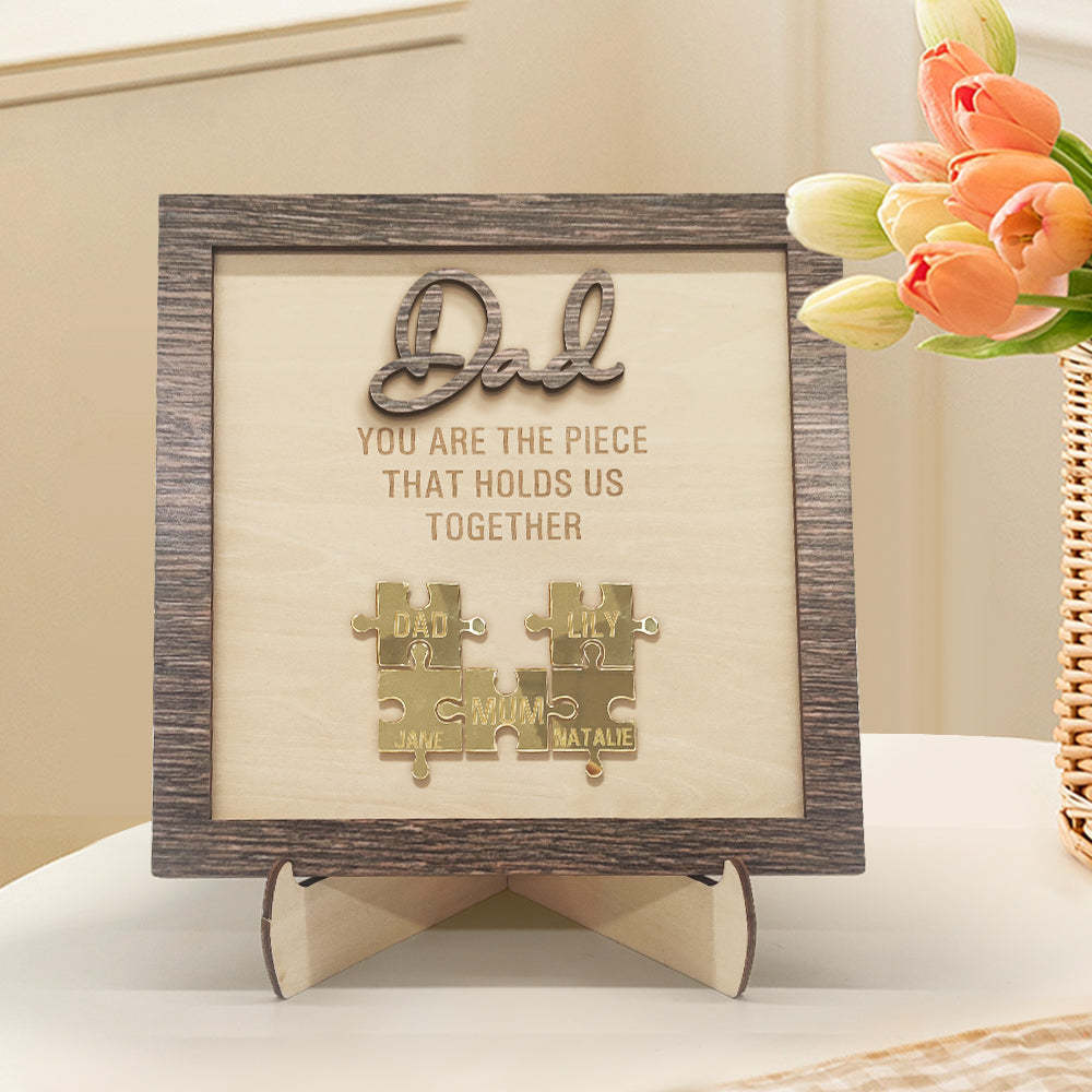 Personalized Dad Puzzle Plaque You Are the Piece That Holds Us Together Father's Day Gift - photomoonlamp