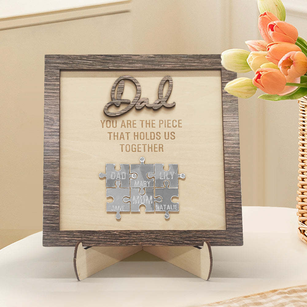 Personalized Dad Puzzle Plaque You Are the Piece That Holds Us Together Father's Day Gift - photomoonlamp