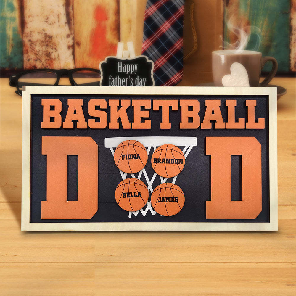 Personalized Basketball Dad Wooden Name Sign Plaque Father's Day Gift for Dad Grandpa - mymoonlampuk