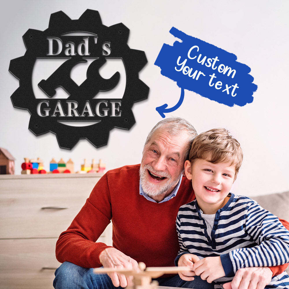 Custom Garage Metal Sign Personalized LED Lights Wall Art Decor Father's Day Gift for Dad - photomoonlamp