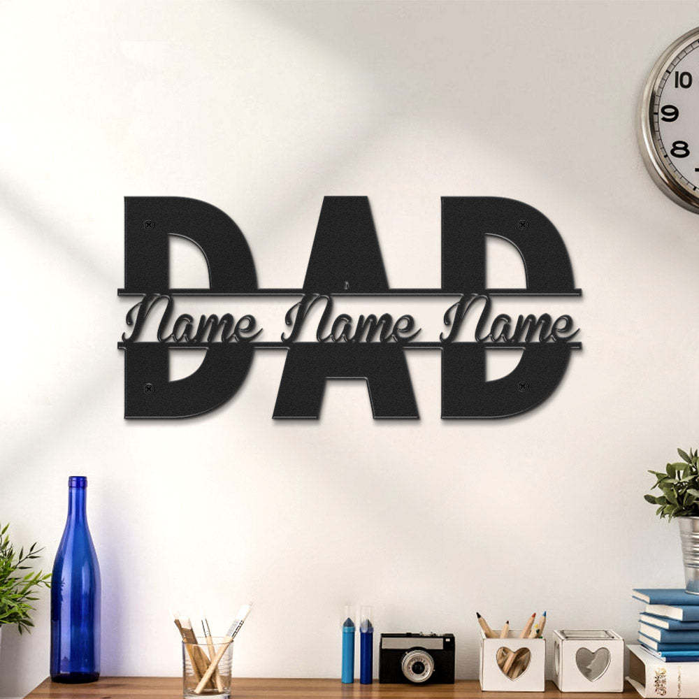 Custom Dad Metal Sign Personalized Name LED Lights Wall Art Decor Father's Day Gift - photomoonlamp