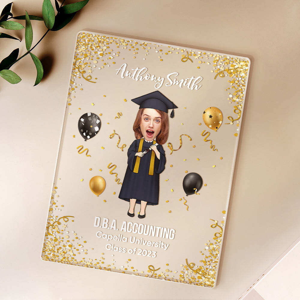 Graduation Ceremony Gift Custom Photo Graduation Appreciation Acrylic Plaque Lamp Personalized Your Name, Diploma And School - mymoonlampuk