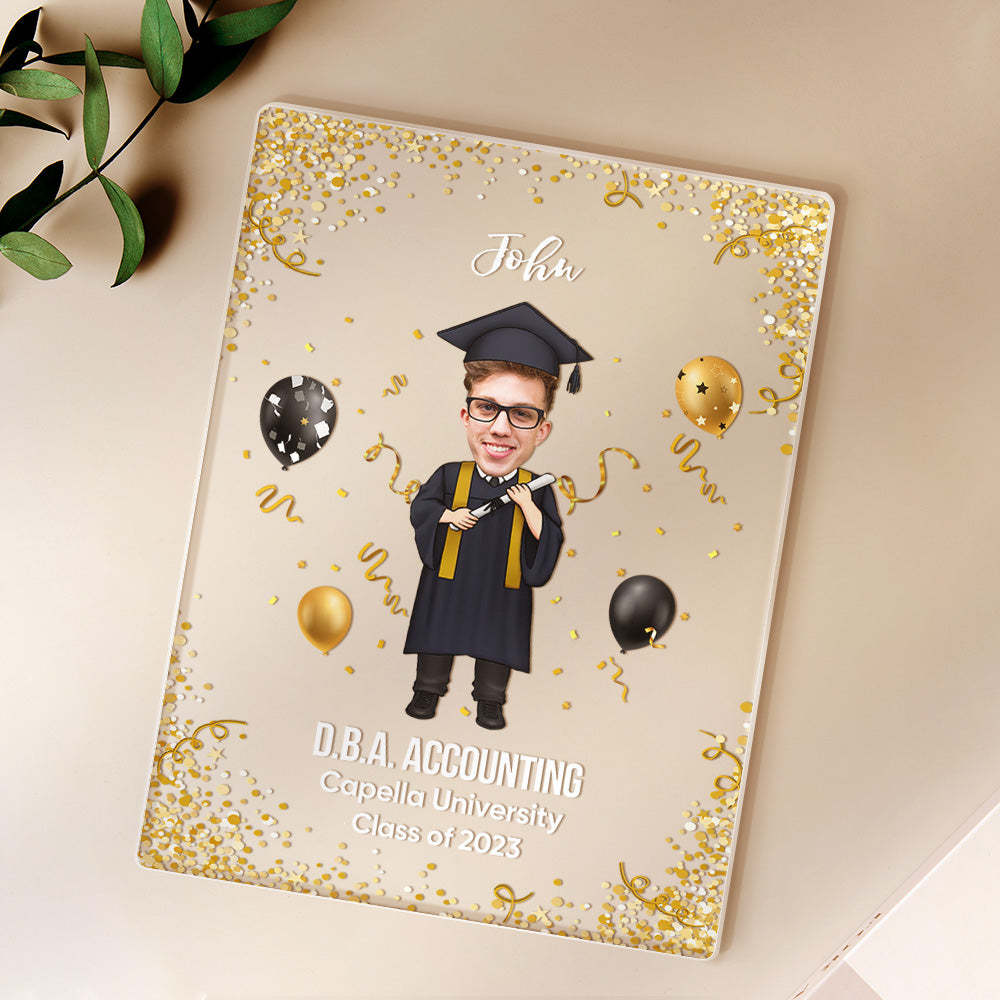 Graduation Ceremony Gift Custom Photo Graduation Appreciation Acrylic Plaque Lamp Personalized Your Name, Diploma And School - mymoonlampuk