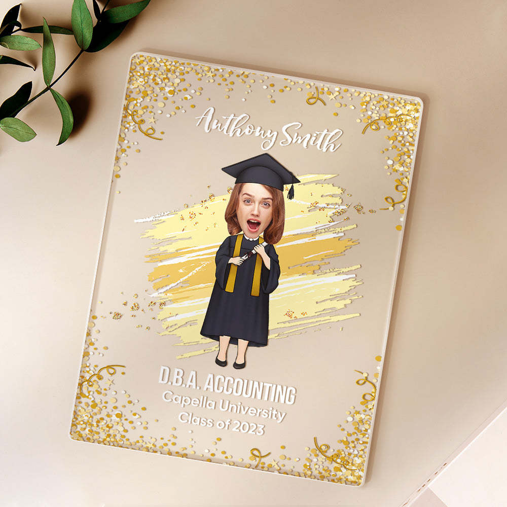 Graduation Ceremony Gift Custom Photo Graduation Appreciation Acrylic Plaque Lamp Personalized Your Name, Diploma And School - mymoonlampuk