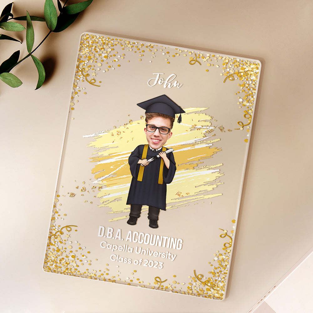 Graduation Ceremony Gift Custom Photo Graduation Appreciation Acrylic Plaque Lamp Personalized Your Name, Diploma And School - mymoonlampuk