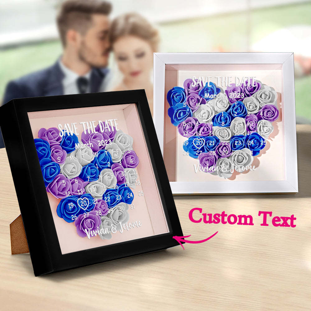 Custom Flower Shadow Box Personalized Calendar Flower Shadowbox Frame Gift - mymoonlampuk