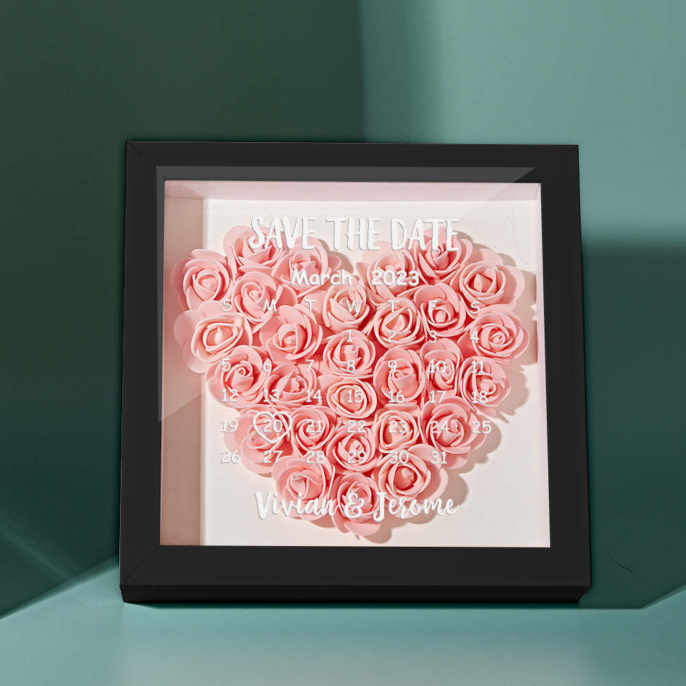 Custom Flower Shadow Box Personalized Calendar Flower Shadowbox Frame Gift - mymoonlampuk