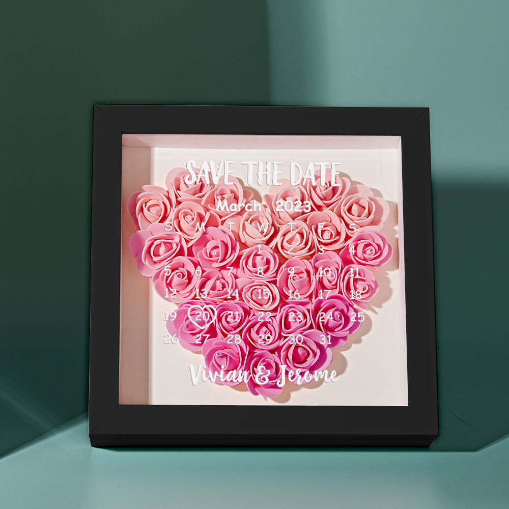 Custom Flower Shadow Box Personalized Calendar Flower Shadowbox Frame Gift - mymoonlampuk