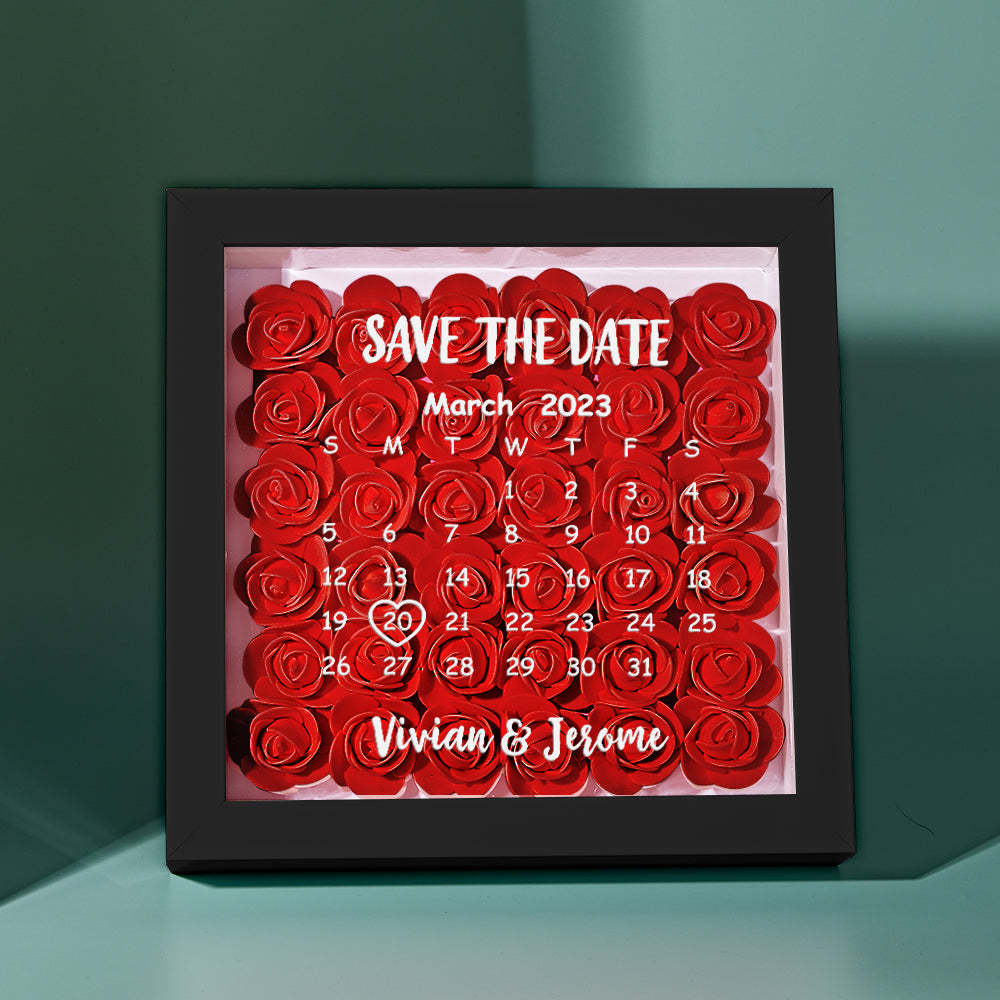 Custom Flower Shadow Box Personalized Calendar Flower Shadowbox Frame Gift - mymoonlampuk