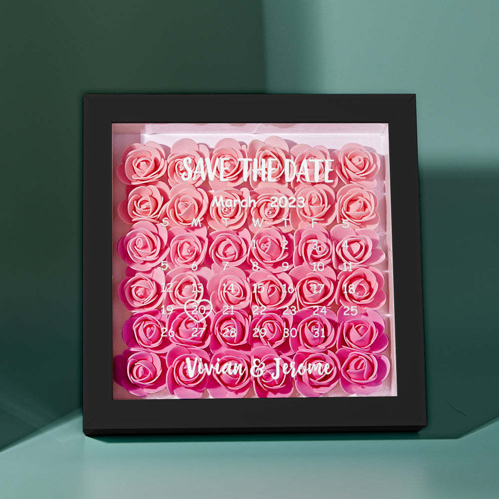 Custom Flower Shadow Box Personalized Calendar Flower Shadowbox Frame Gift - mymoonlampuk