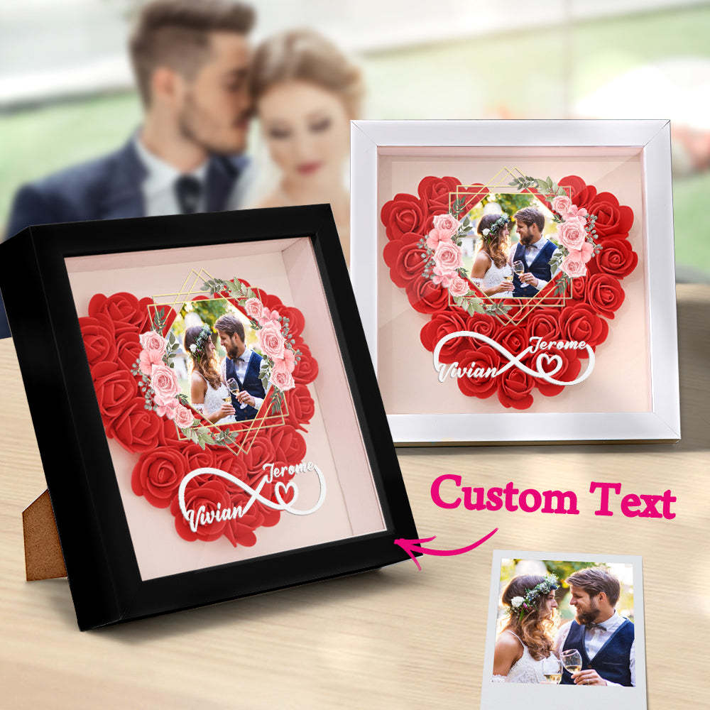 Custom Photo Flower Shadow Box Personalized Infinity Flower Shadowbox Frame Gift for Couple - mymoonlampuk