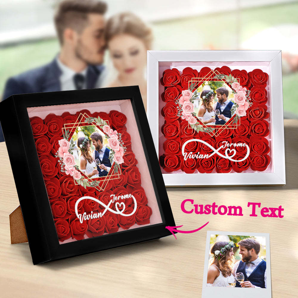 Custom Photo Flower Shadow Box Personalized Infinity Flower Shadowbox Frame Gift for Couple - mymoonlampuk