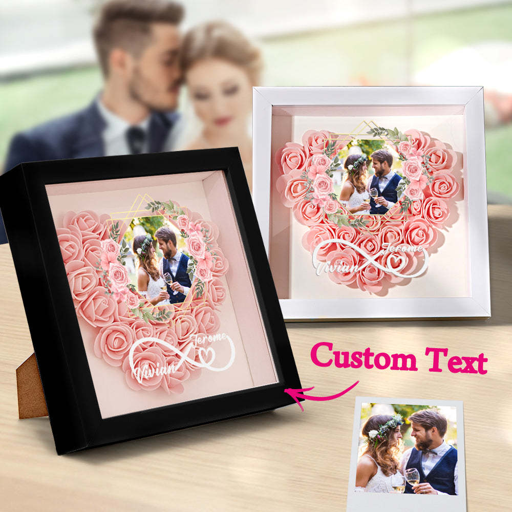 Custom Photo Flower Shadow Box Personalized Infinity Flower Shadowbox Frame Gift for Couple - mymoonlampuk