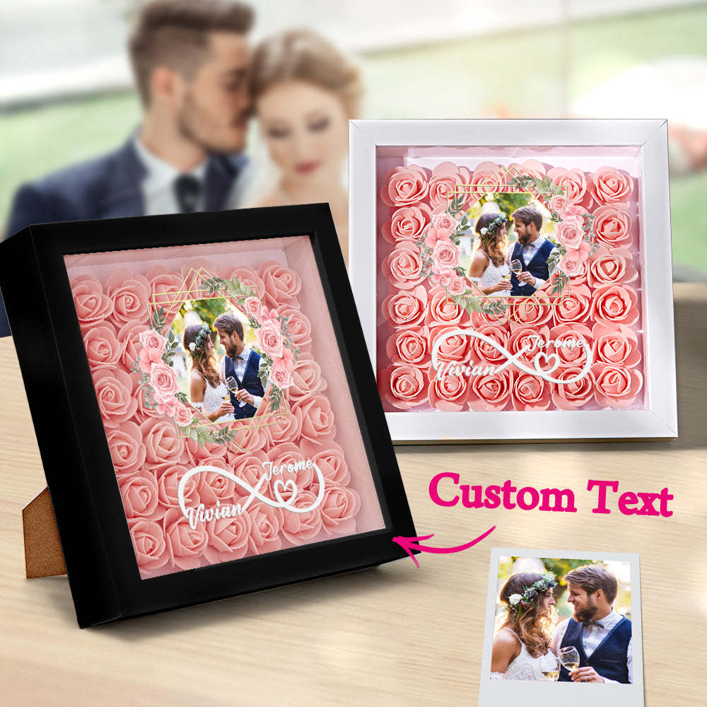 Custom Photo Flower Shadow Box Personalized Infinity Flower Shadowbox Frame Gift for Couple - mymoonlampuk