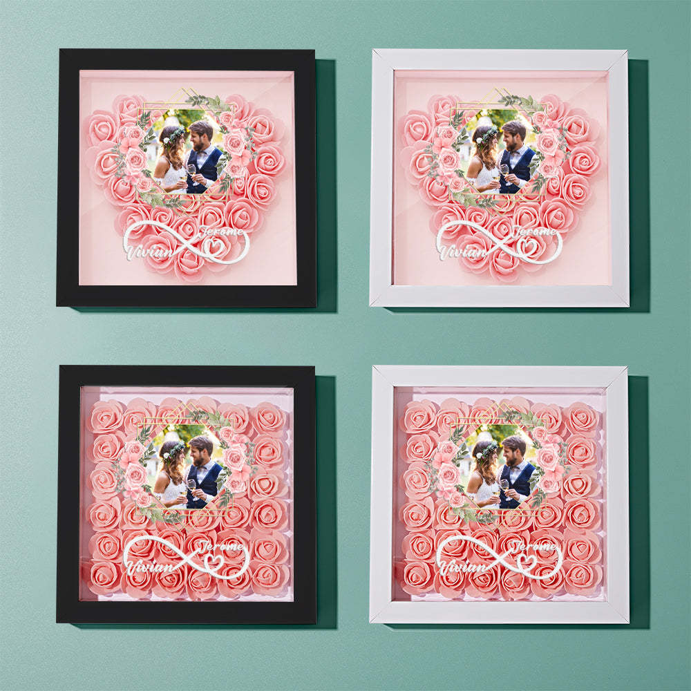 Custom Photo Flower Shadow Box Personalized Infinity Flower Shadowbox Frame Gift for Couple - mymoonlampuk