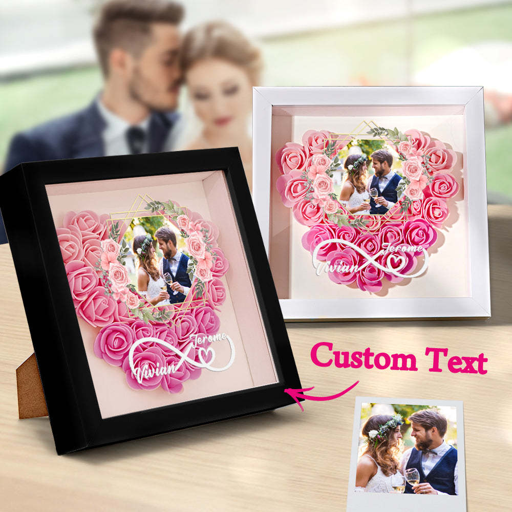 Custom Photo Flower Shadow Box Personalized Infinity Flower Shadowbox Frame Gift for Couple - mymoonlampuk