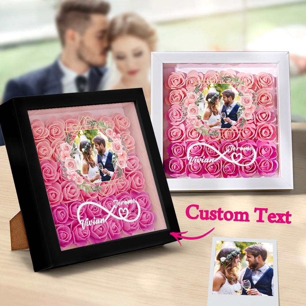 Custom Photo Flower Shadow Box Personalized Infinity Flower Shadowbox Frame Gift for Couple - mymoonlampuk