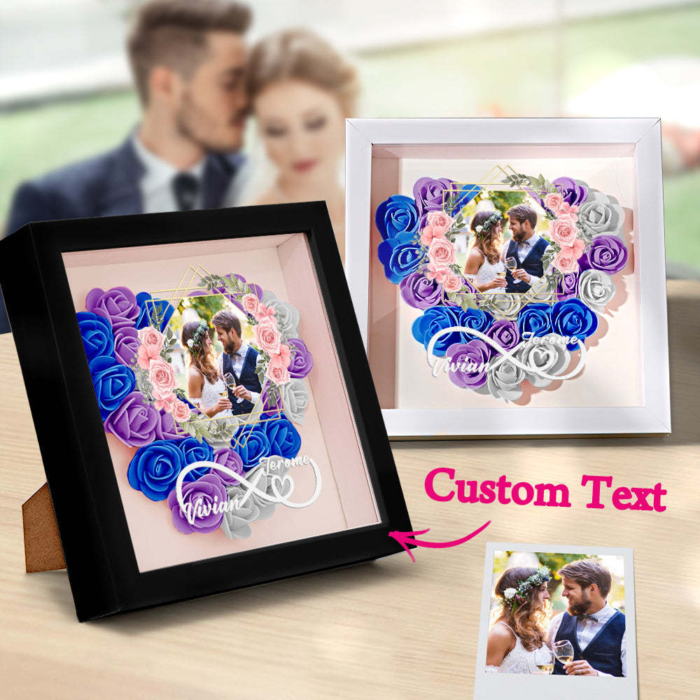 Custom Photo Flower Shadow Box Personalized Infinity Flower Shadowbox Frame Gift for Couple - mymoonlampuk