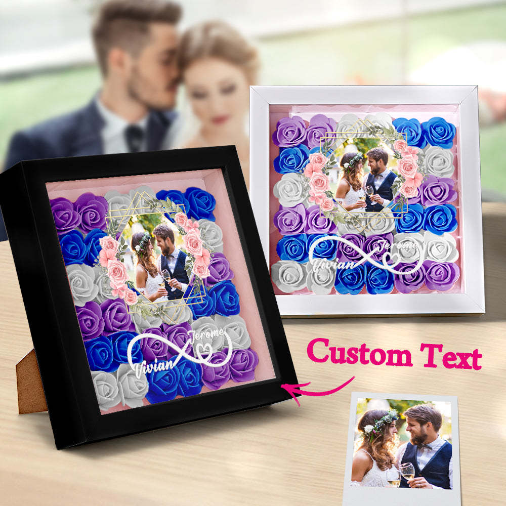 Custom Photo Flower Shadow Box Personalized Infinity Flower Shadowbox Frame Gift for Couple - mymoonlampuk