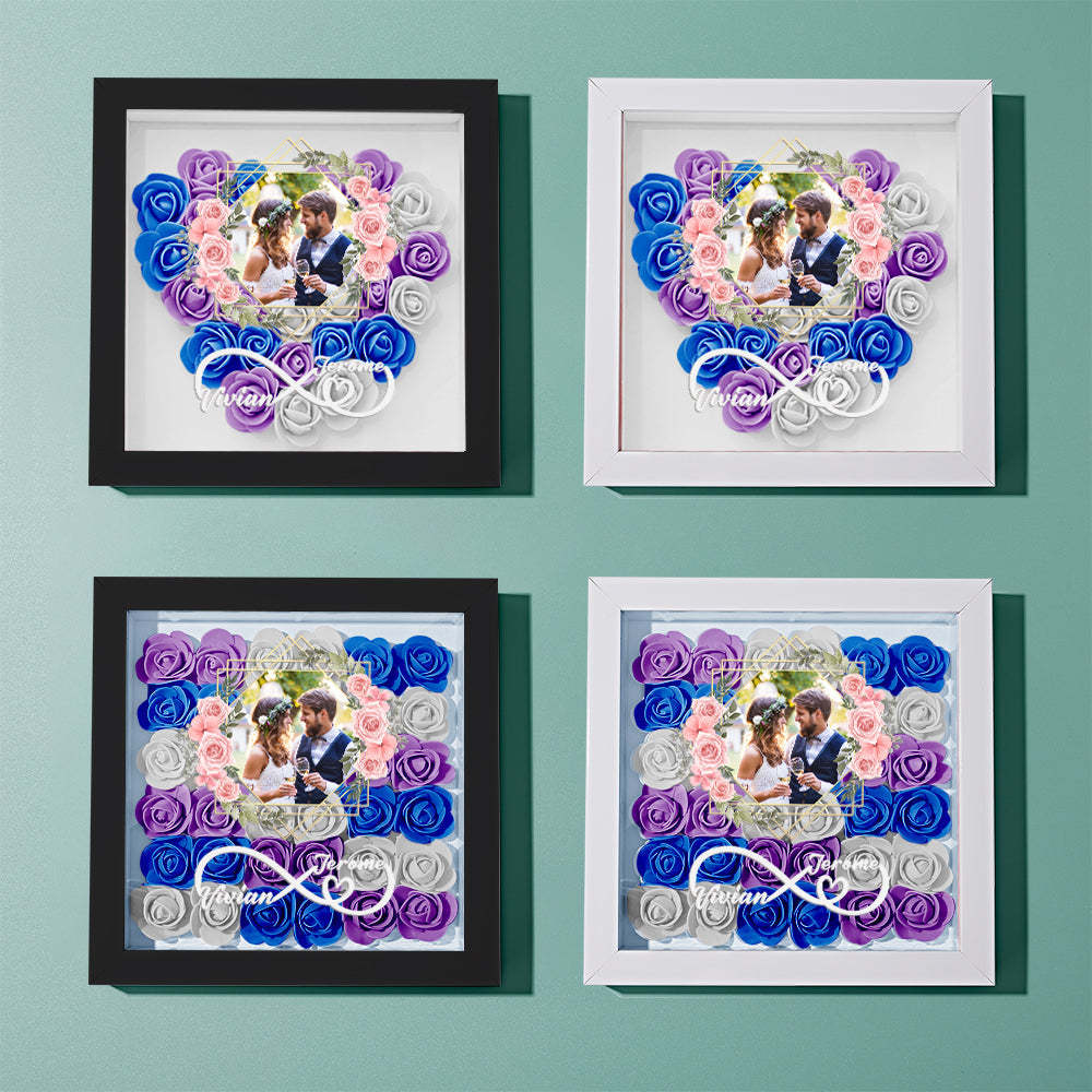 Custom Photo Flower Shadow Box Personalized Infinity Flower Shadowbox Frame Gift for Couple - mymoonlampuk