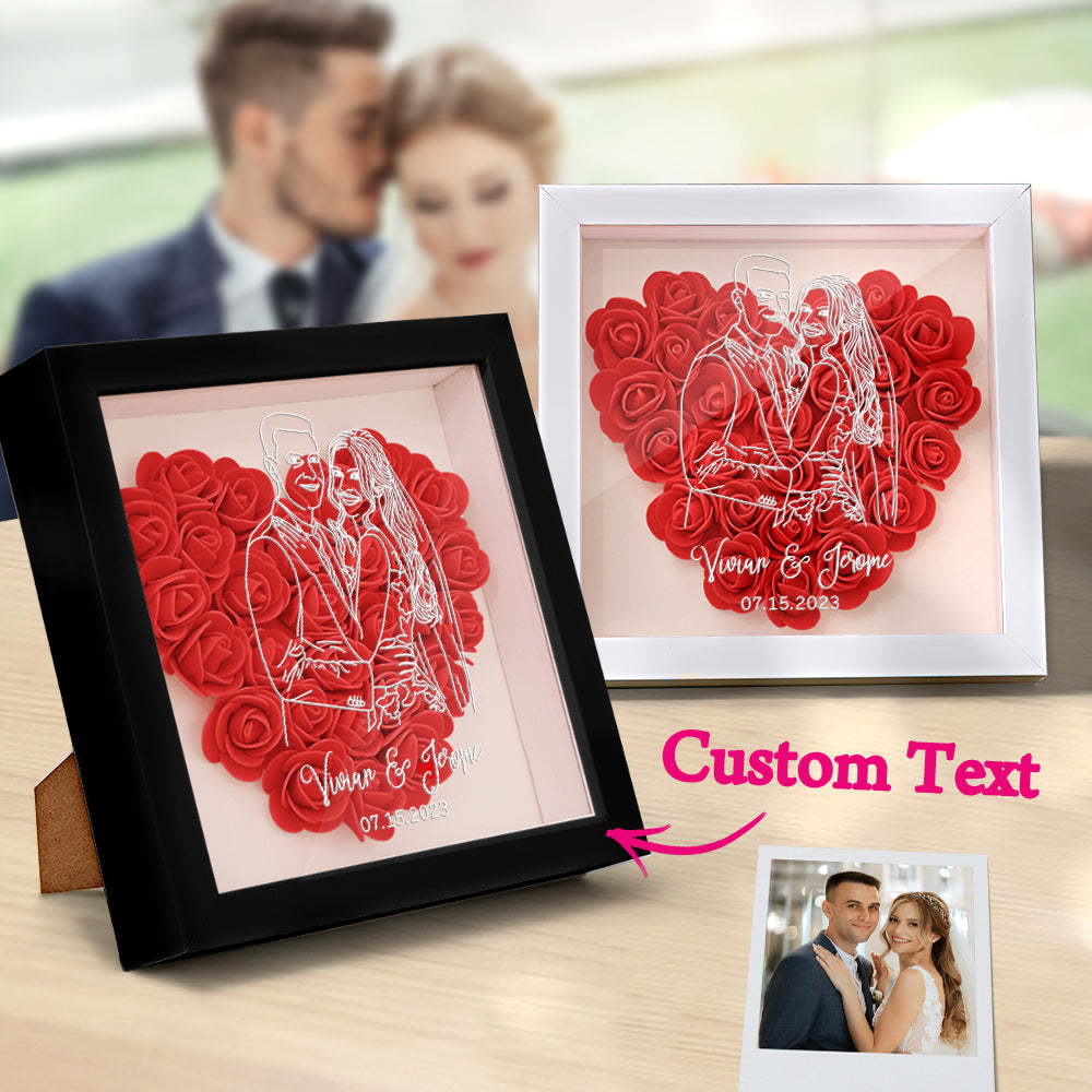 Custom Photo Flower Shadow Box Personalized Line Drawing Flower Shadowbox Frame Gift - mymoonlampuk