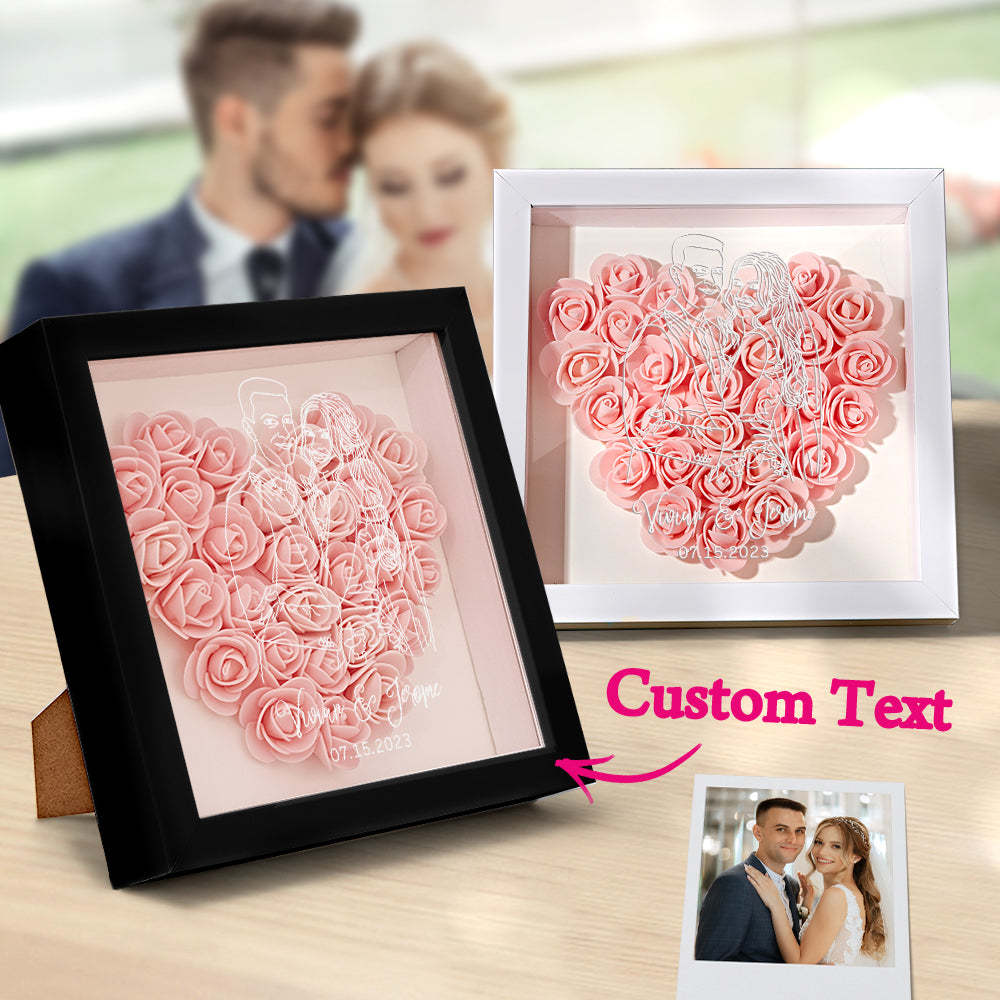 Custom Photo Flower Shadow Box Personalized Line Drawing Flower Shadowbox Frame Gift - mymoonlampuk