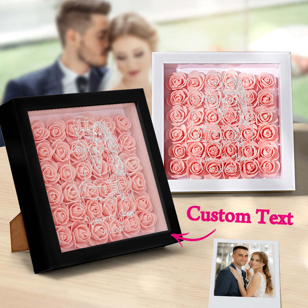 Custom Photo Flower Shadow Box Personalized Line Drawing Flower Shadowbox Frame Gift - mymoonlampuk