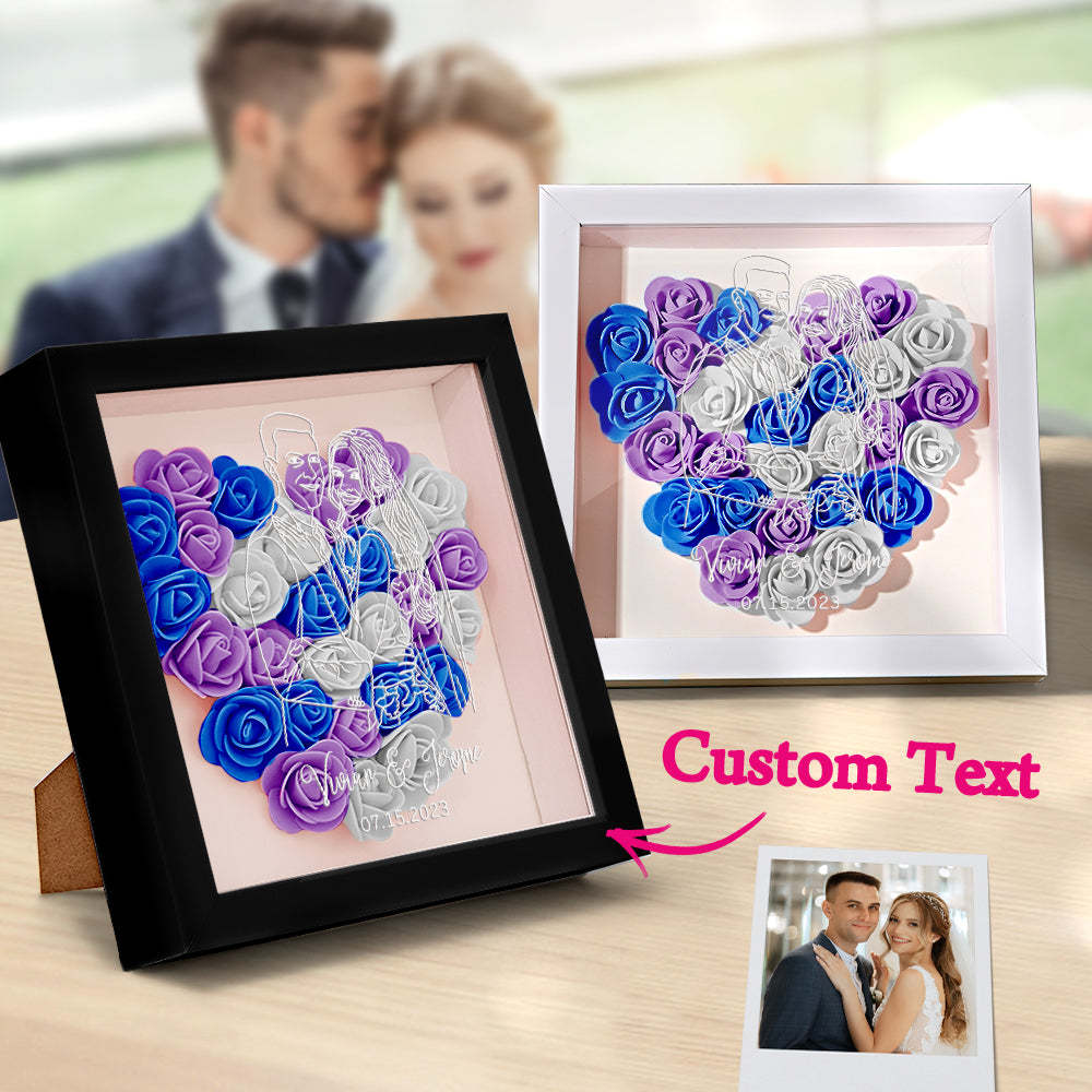 Custom Photo Flower Shadow Box Personalized Line Drawing Flower Shadowbox Frame Gift - mymoonlampuk