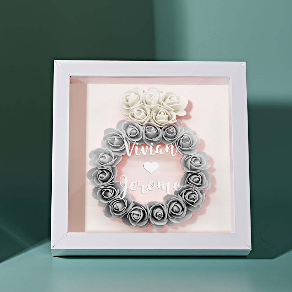 Custom Flower Shadow Box Personalized Wedding Ring Flower Shadowbox Frame Gift - mymoonlampuk