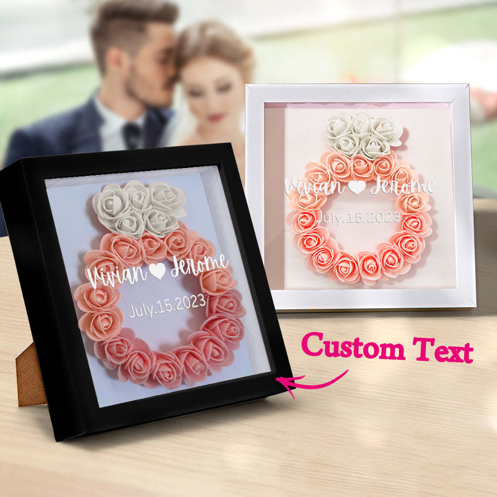 Custom Name Flower Shadow Box Personalized Wedding Ring Flower Shadowbox Frame Gift - mymoonlampuk