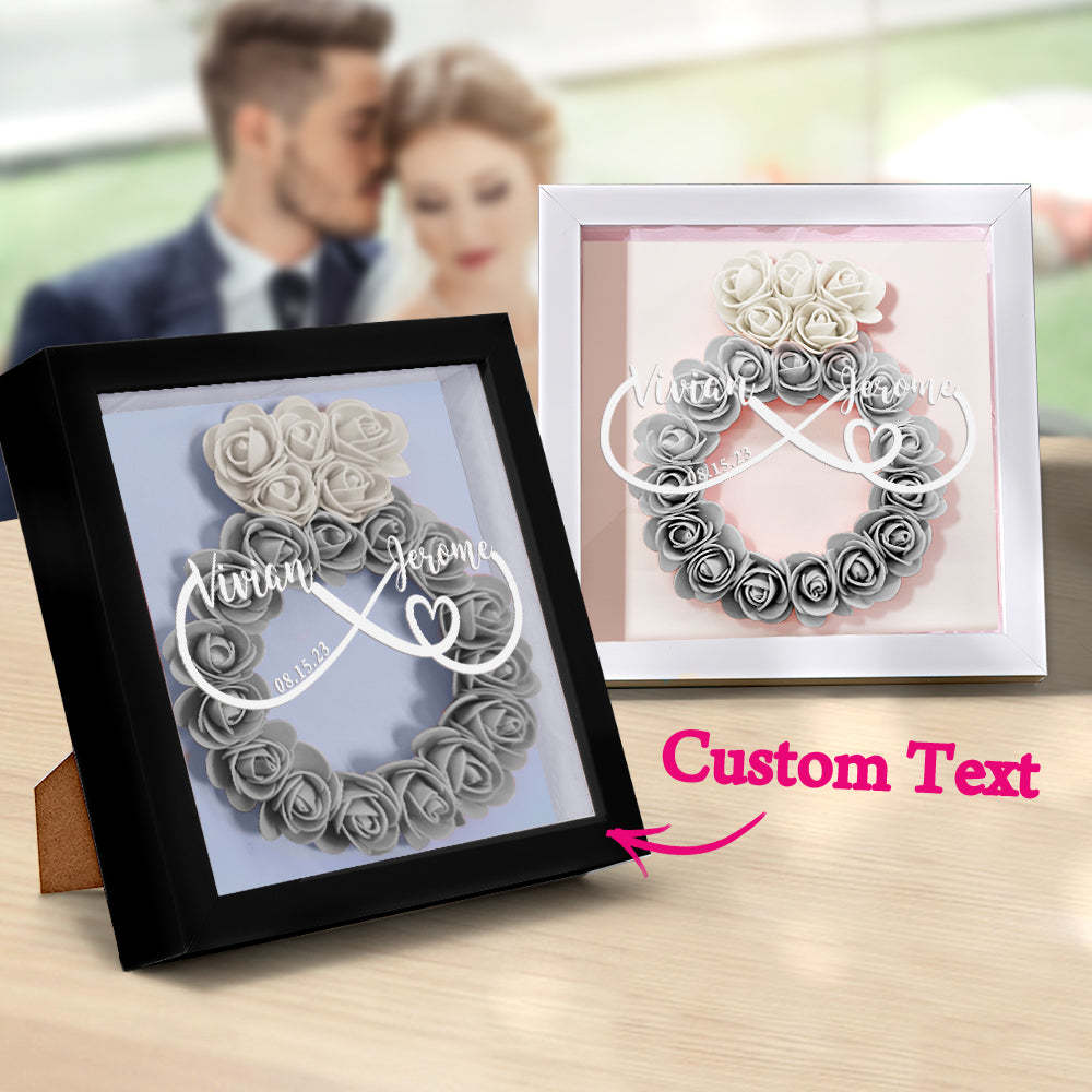 Custom Infinity Flower Shadow Box Personalized Wedding Ring Flower Shadowbox Frame Gift - mymoonlampuk