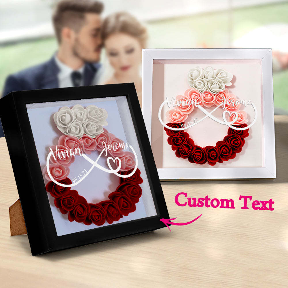 Custom Infinity Flower Shadow Box Personalized Wedding Ring Flower Shadowbox Frame Gift - mymoonlampuk