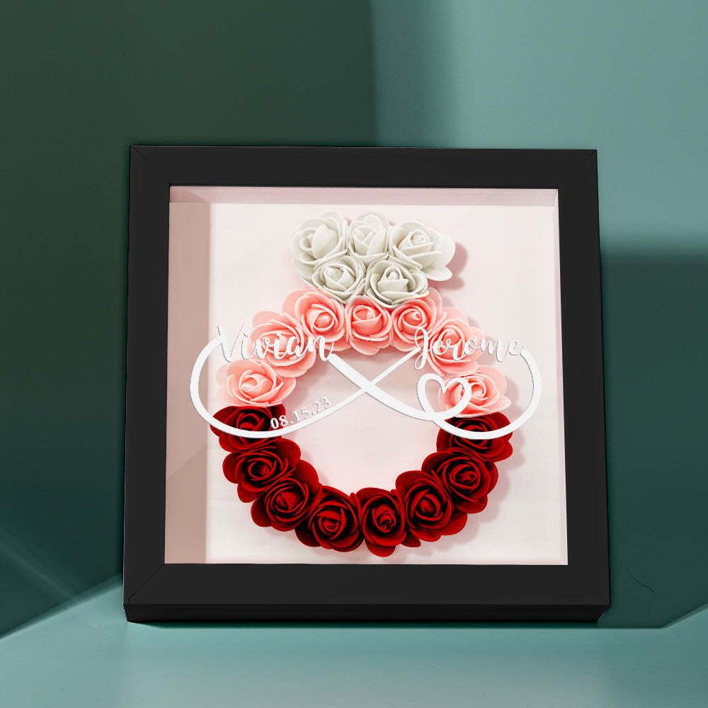 Custom Infinity Flower Shadow Box Personalized Wedding Ring Flower Shadowbox Frame Gift - mymoonlampuk