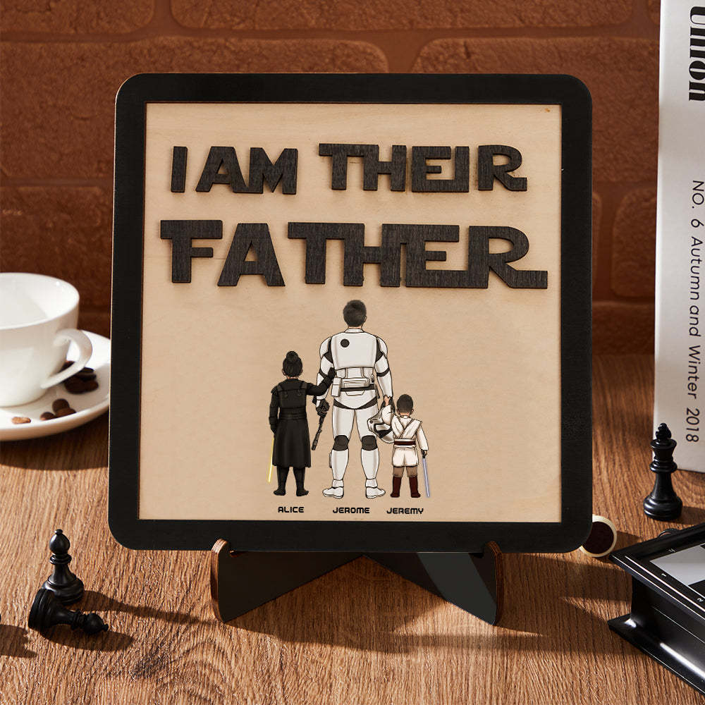 Personalized I Am Their Father Sign Wooden Plaque Father's Day Gift - mymoonlampuk