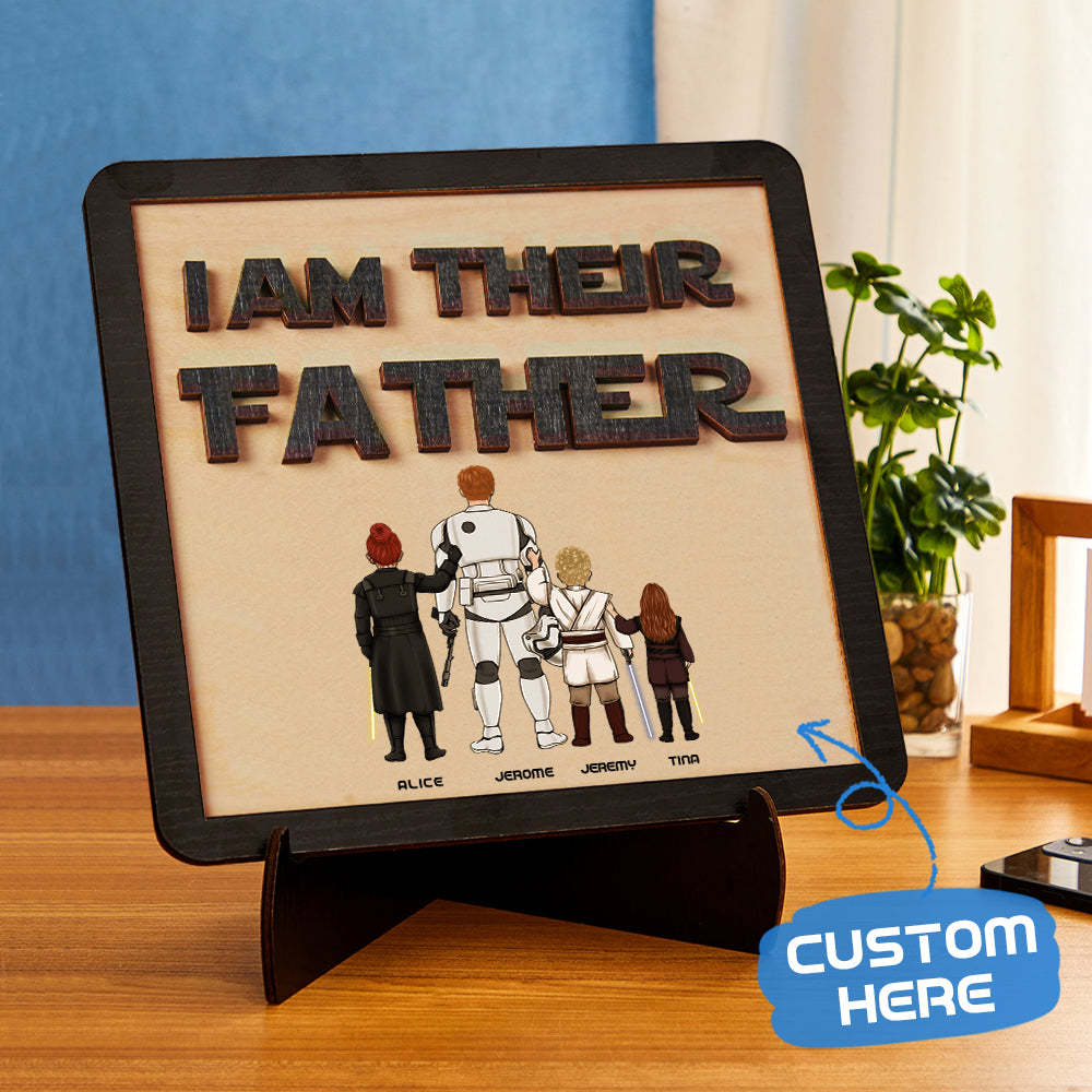 Personalized I Am Their Father Sign Wooden Plaque Father's Day Gift - mymoonlampuk