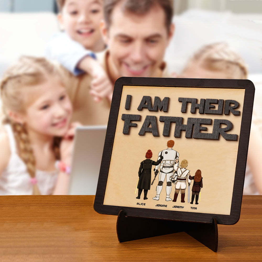 Personalized I Am Their Father Sign Wooden Plaque Father's Day Gift - mymoonlampuk