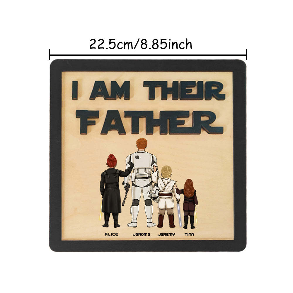 Personalized I Am Their Father Sign Wooden Plaque Father's Day Gift - mymoonlampuk