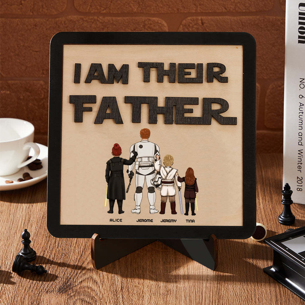 Personalized I Am Their Father Sign Wooden Plaque Father's Day Gift - mymoonlampuk