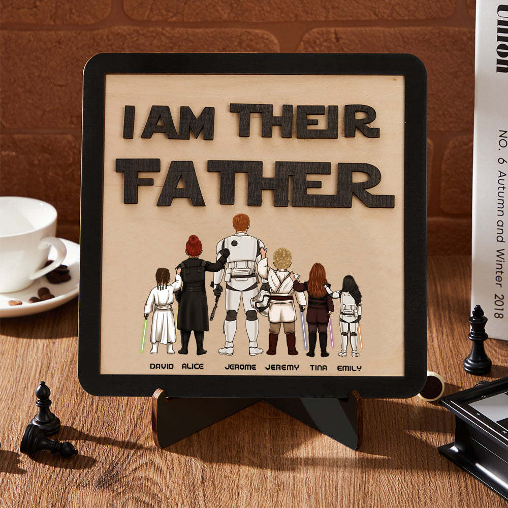 Personalized I Am Their Father Sign Wooden Plaque Father's Day Gift - mymoonlampuk