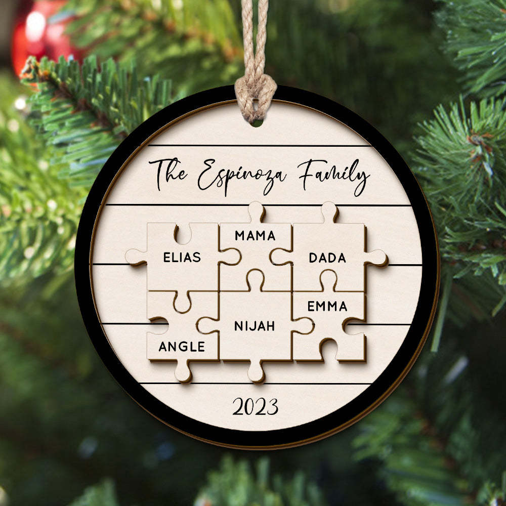 Custom Family Name Puzzle Christmas Ornament Personalized Wooden Christmas Tree Ornament Gifts - mymoonlampuk