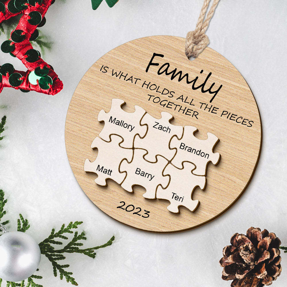 Custom Name Puzzle Christmas Ornament Personalized Wooden Christmas Tree Family Ornament Gifts - mymoonlampuk