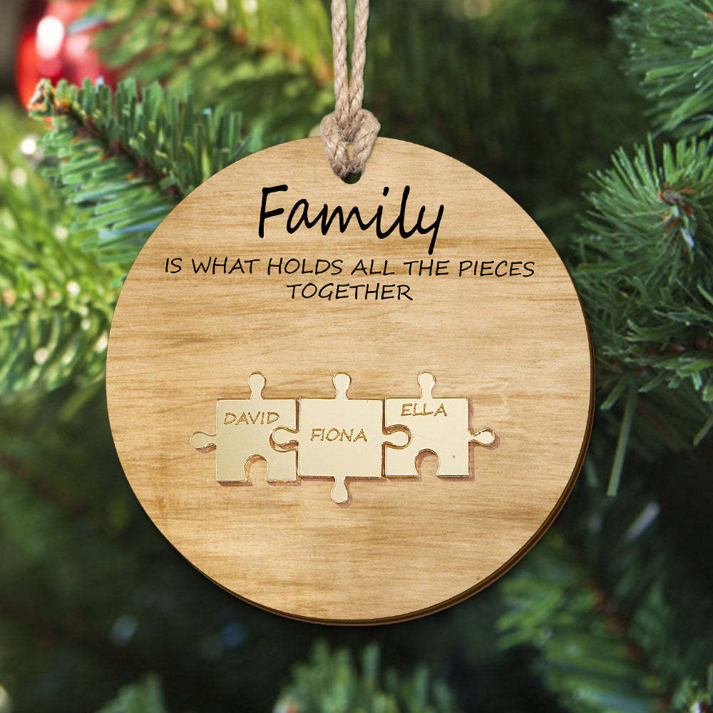 Custom Family Name Puzzle Christmas Ornament Personalized Wooden Ornament Christmas Gifts - mymoonlampuk