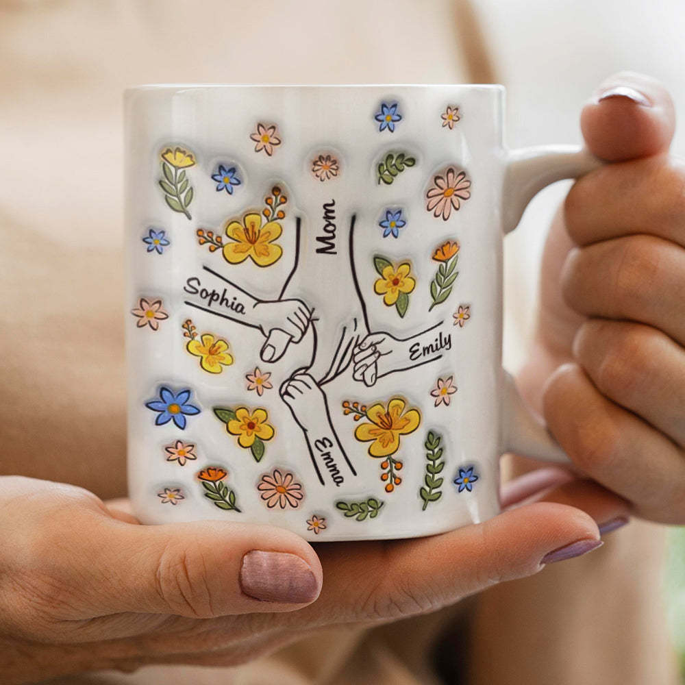Personalized Holding Grandmas Hand 3D Inflated Effect Printed Mug - MyMoonLampUk