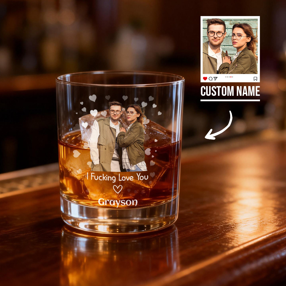 Custom Fucking Love You Whiskey Glass Valentines Gifts For Husband Valentine's Day Gifts For Him - MyMoonLampUk