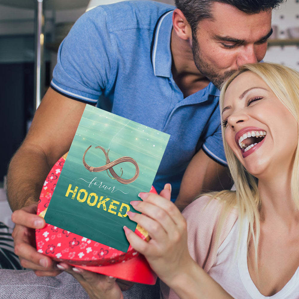 Hooked on You Funny Unique Fish Valentine's Day Greeting Card - mymoonlampuk