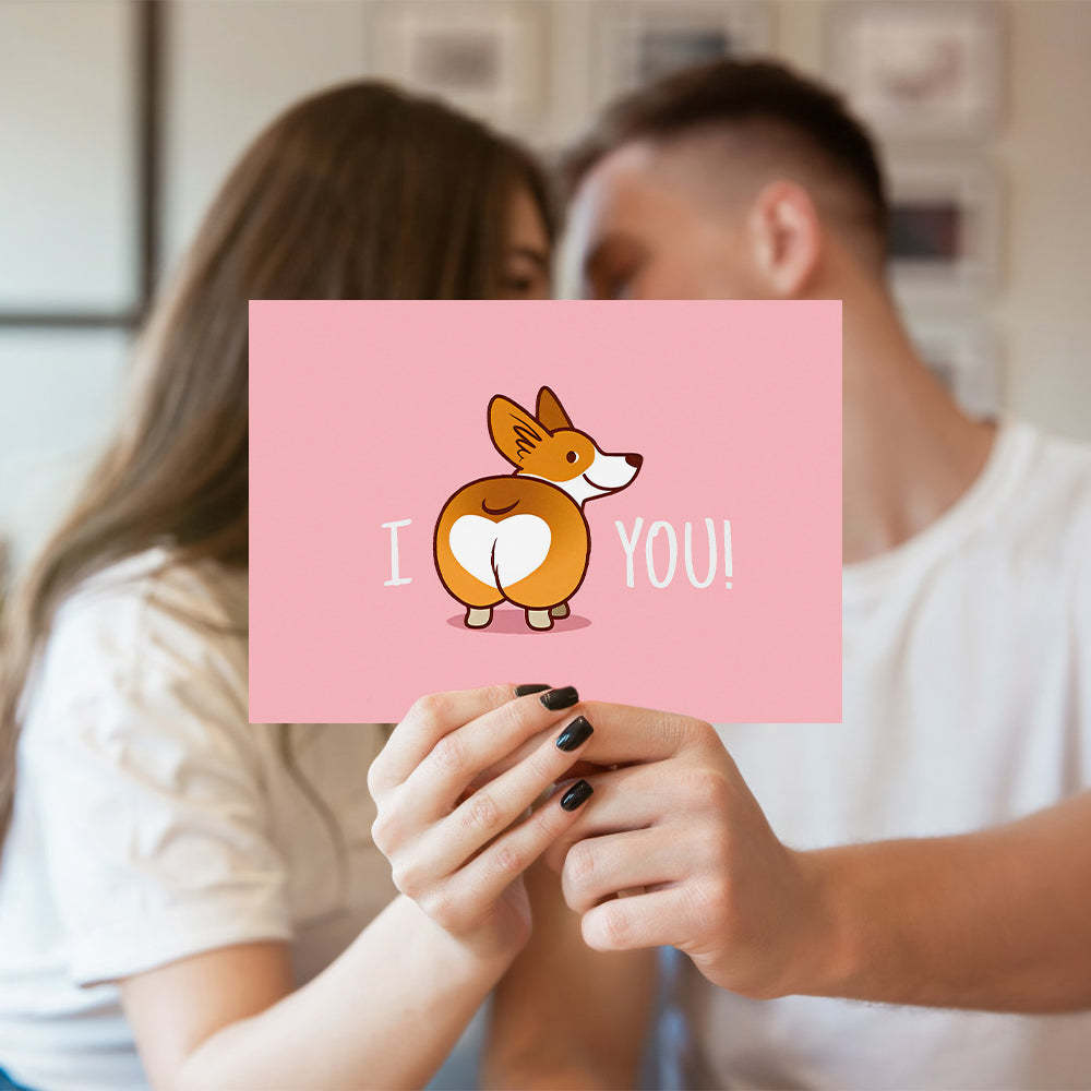Corgi Butt Funny Valentine's Day Greeting Card - mymoonlampuk