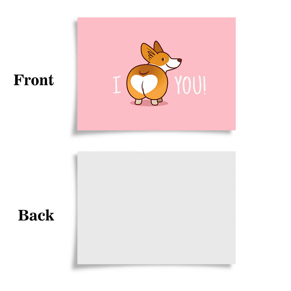 Corgi Butt Funny Valentine's Day Greeting Card - mymoonlampuk