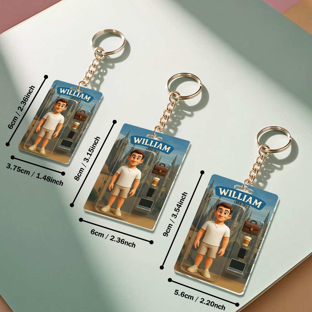 Fully Body Customizable Action Figure Pack Packaging Toy Box Style Art Gift Personalized 2D Printing Acrylic Keychain Gift for Him - MyMoonLampUk